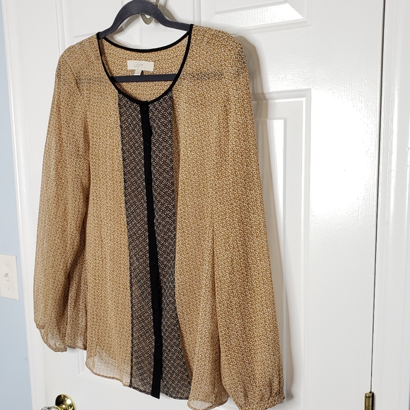 AnnTaylor Button Font Trending Sheer Mix Print Blouse ♡ - Picture 6 of 17